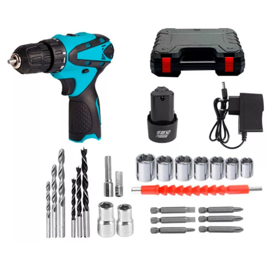 Taladro 21V 2 baterias redondas AZUL